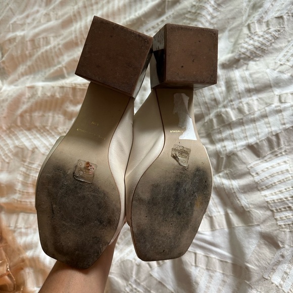 Saks Fifth Avenue Leather Marble Heel Mules - Picture 4 of 6